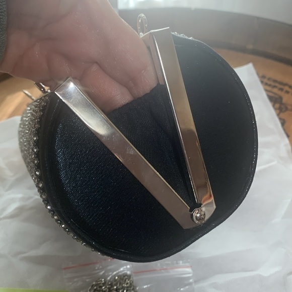 Olivia Miller | NWT Reagan Rhinestone Cylinder Bag Clutch + 2 Chain Straps - Picture 11 of 17